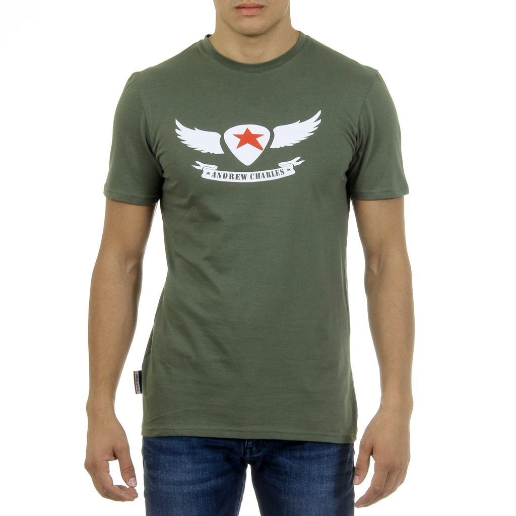 Camiseta Andrew Charles para hombre, manga corta, cuello redondo, verde, KEITA
