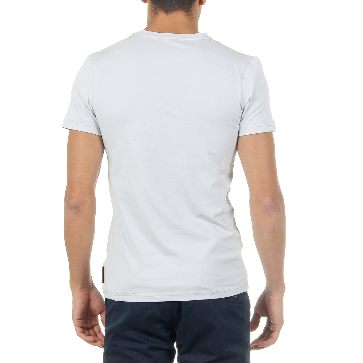 Camiseta Andrew Charles para hombre, manga corta, cuello redondo, gris claro, KEITA