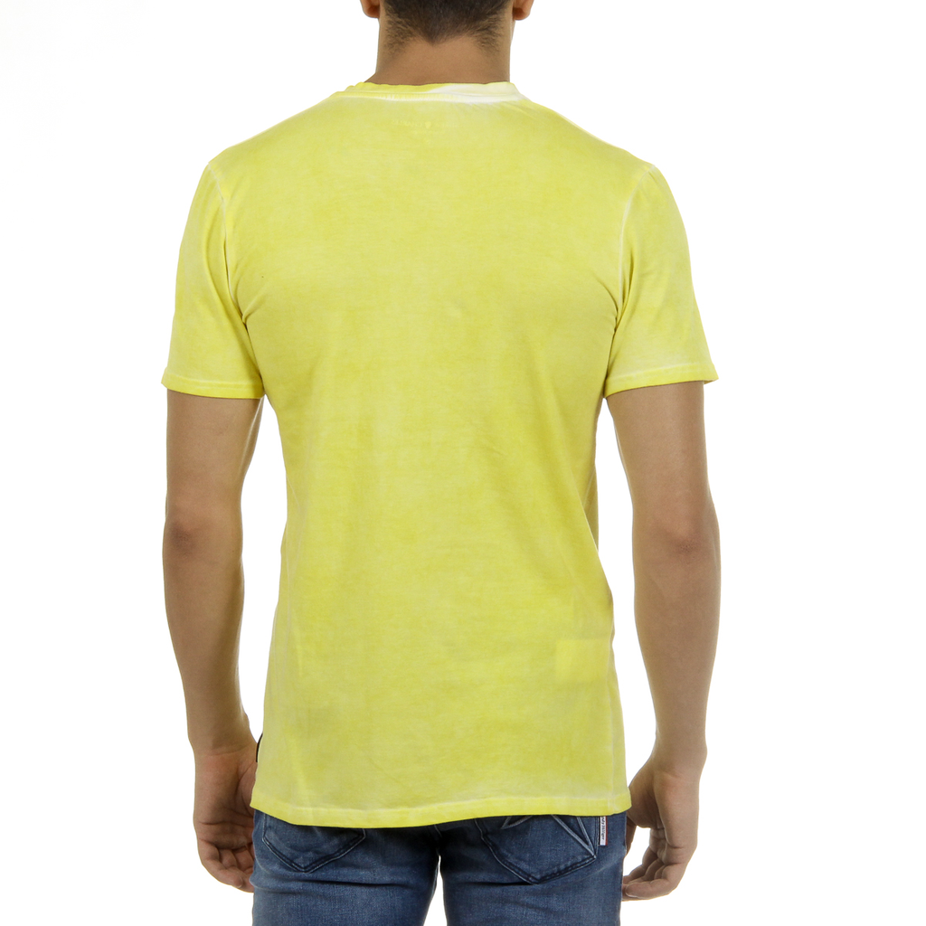 Camiseta Andrew Charles para hombre, manga corta, cuello en V, amarilla, KOFI