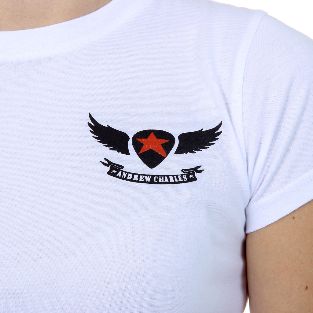 Camiseta Andrew Charles para mujer, manga corta, cuello redondo, color blanco TARANA