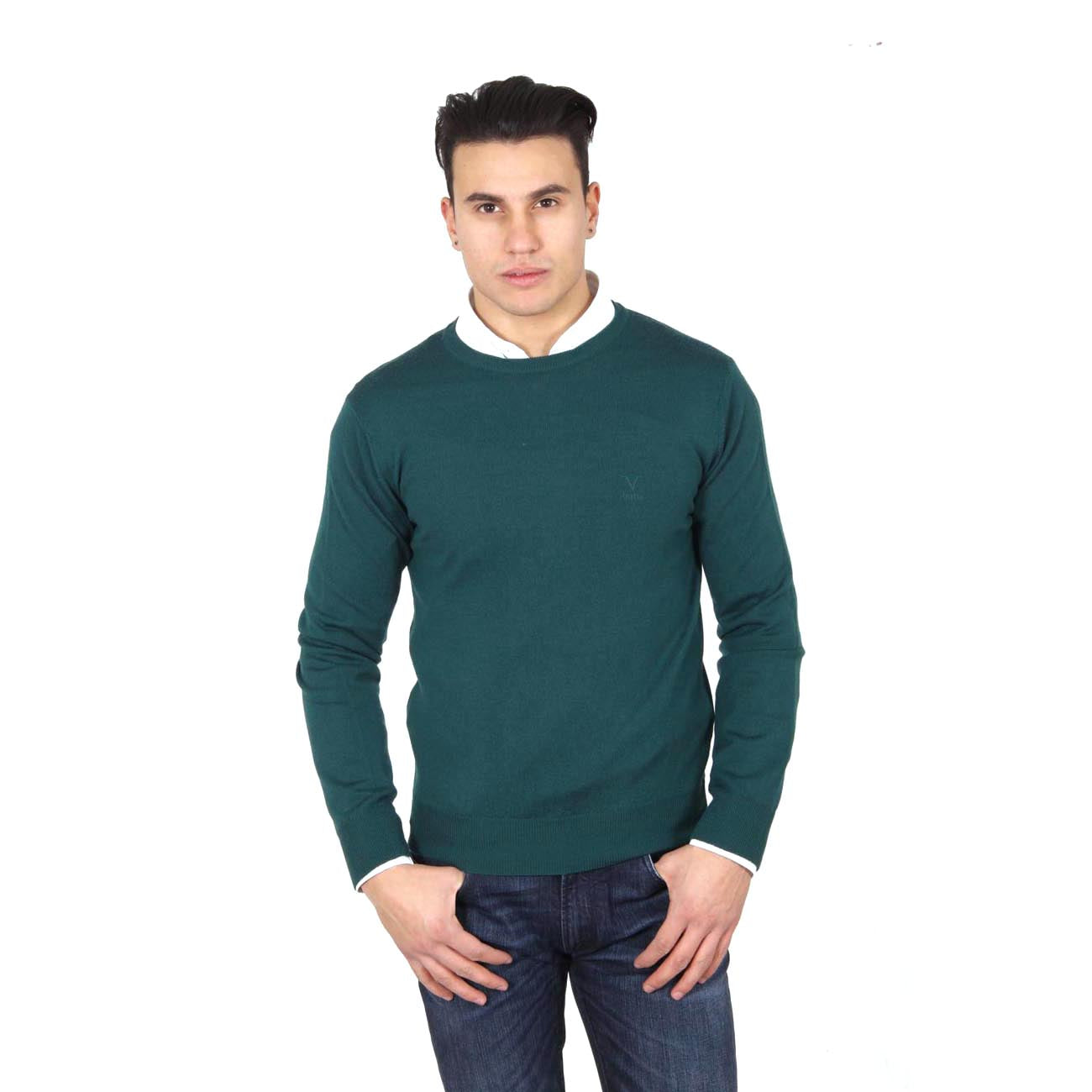 Suéter de cuello redondo para hombre V 1969 Italia 9800 VERDONE