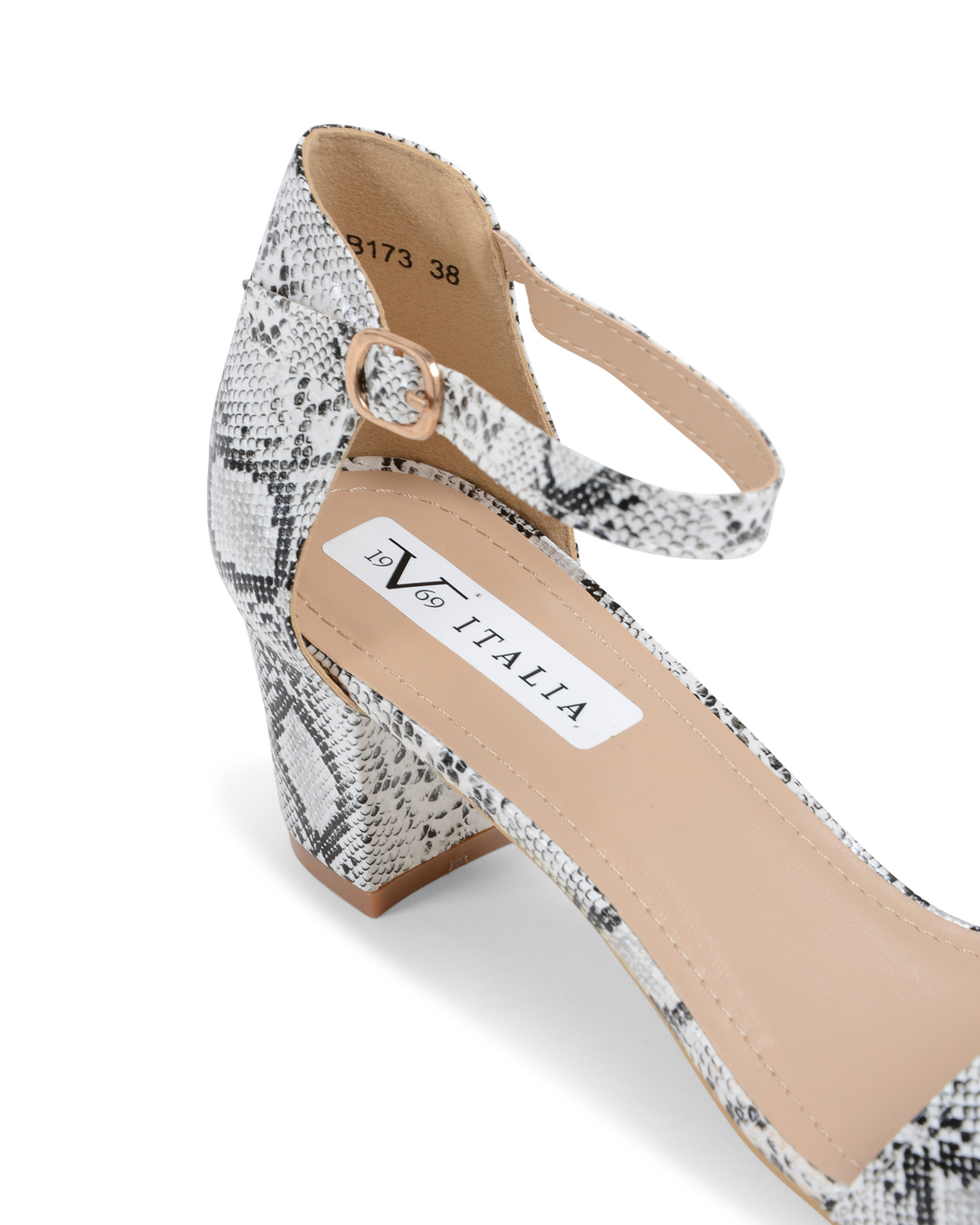 19V69 Italia Sandalia con tira al tobillo para mujer Blanca V173 BLANCO