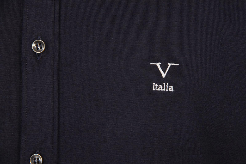Camisa de manga larga para hombre V 1969 Italia Paris Jersey Blu