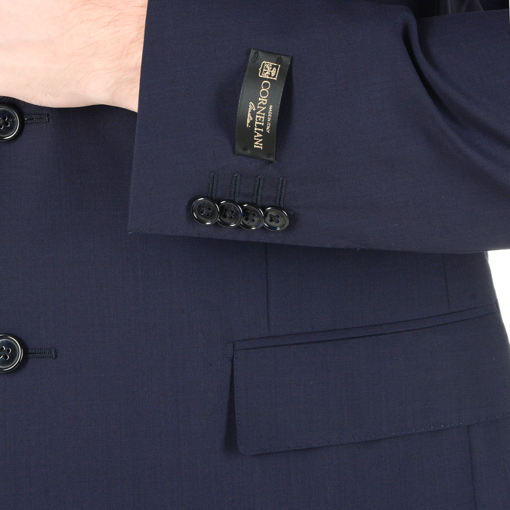Traje Corneliani para hombre, manga larga, azul oscuro, talla Super 140