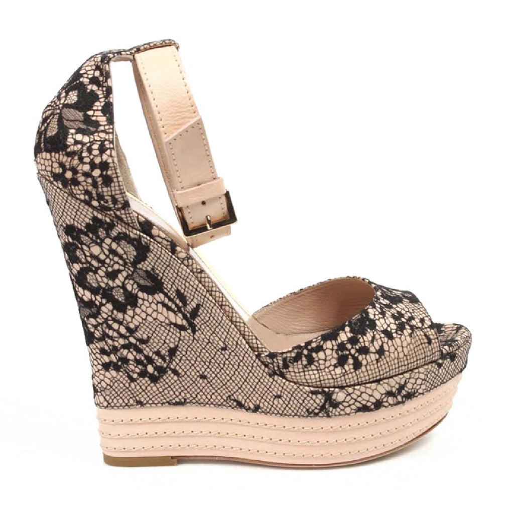 Sandalia de cuña alpargata de mujer Sebastian Milano S6109 PIZZO SU RASO PIZZO SU RASO
