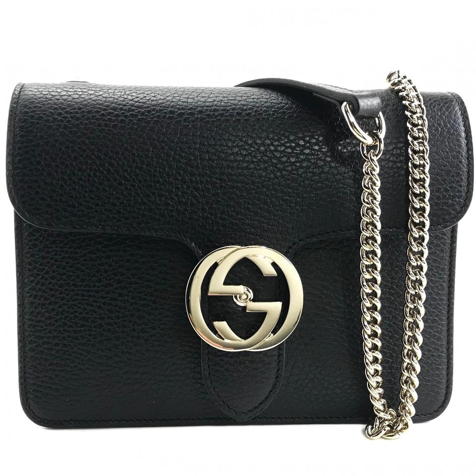 Bolso Gucci de piel entrelazada con cadena negra