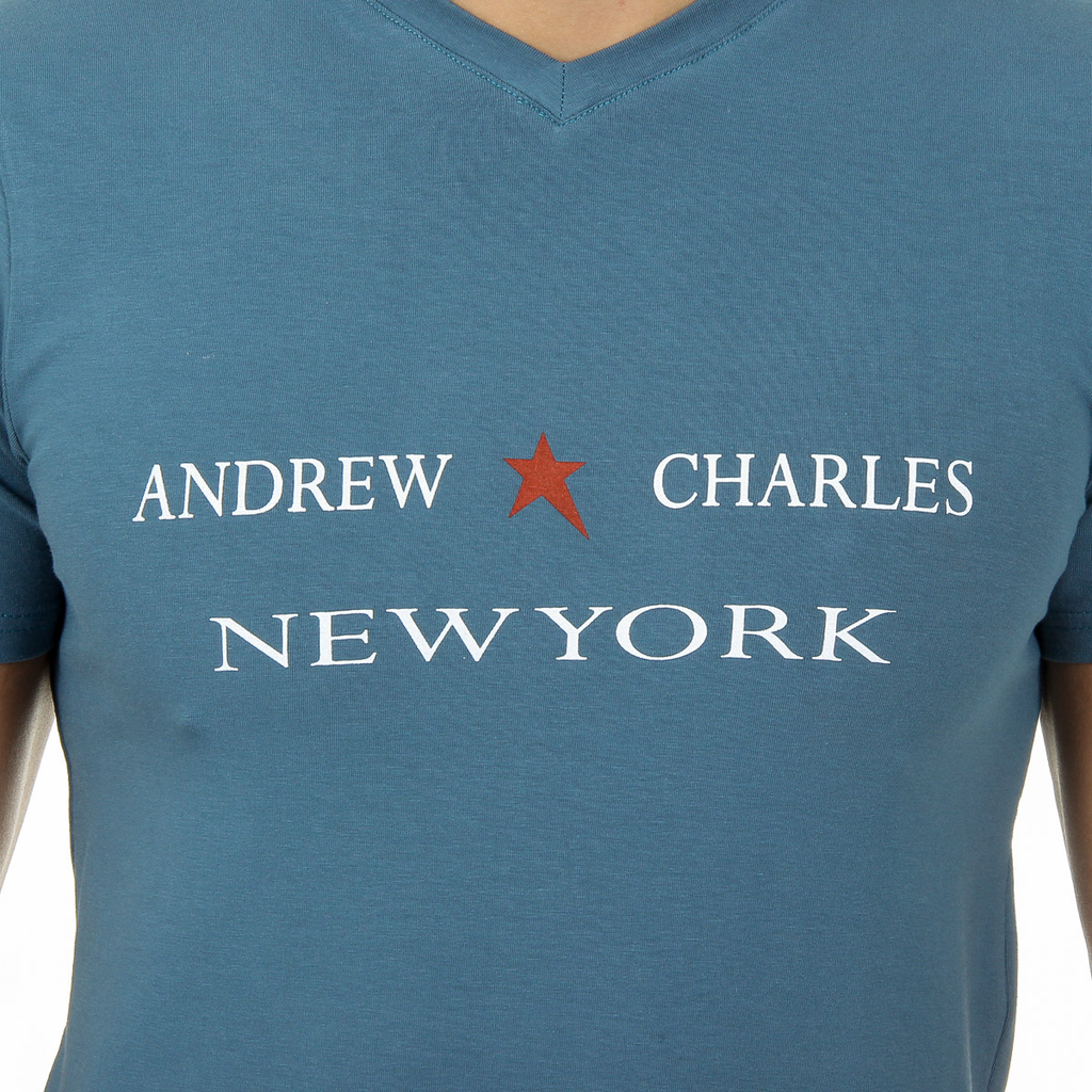 Camiseta Andrew Charles para hombre, manga corta, cuello en V, verde, KENAN