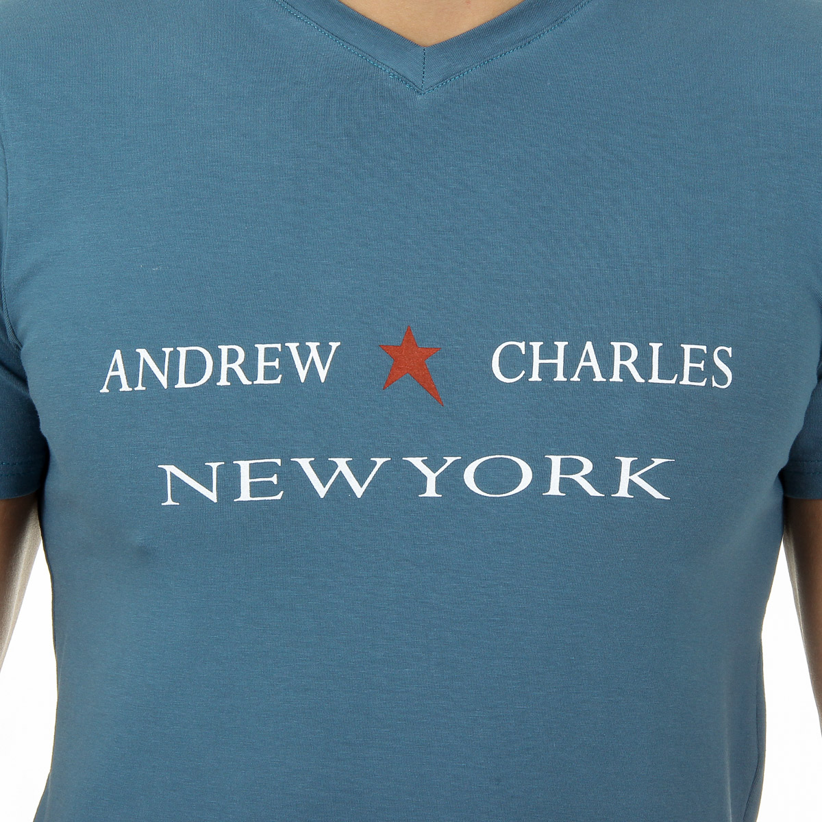 Camiseta Andrew Charles para hombre, manga corta, cuello en V, verde, KENAN