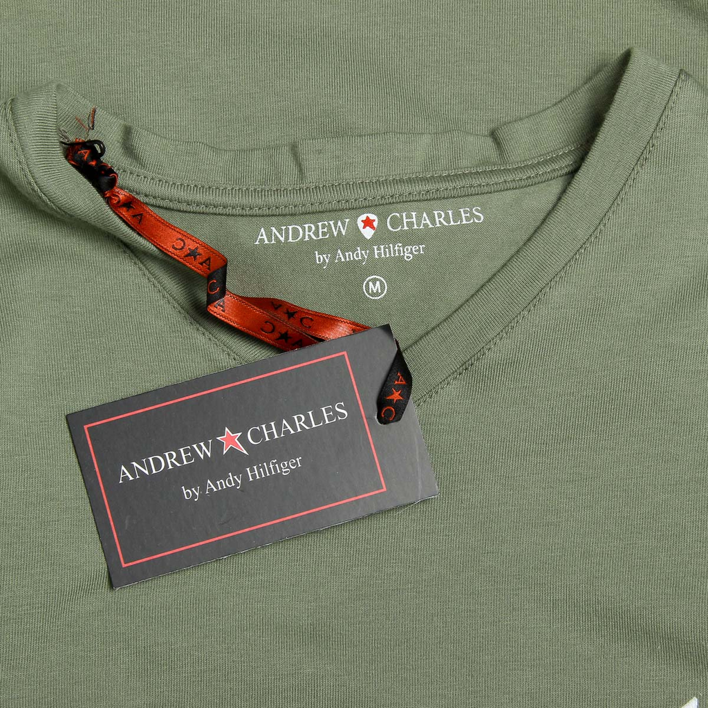 Camiseta Andrew Charles para hombre, manga corta, cuello en V, verde, KENAN