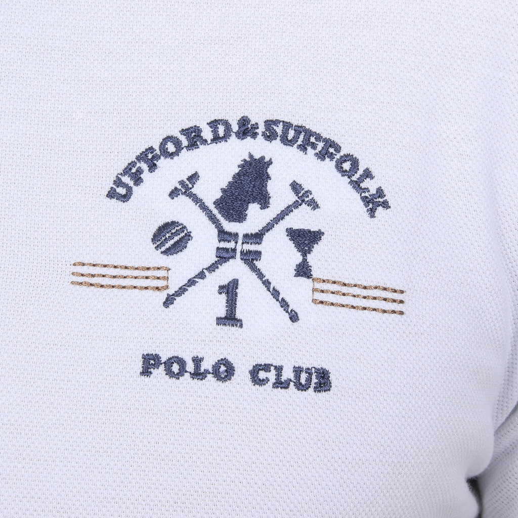 Polo Ufford & Suffolk Polo Club para hombre, manga corta, US025, blanco