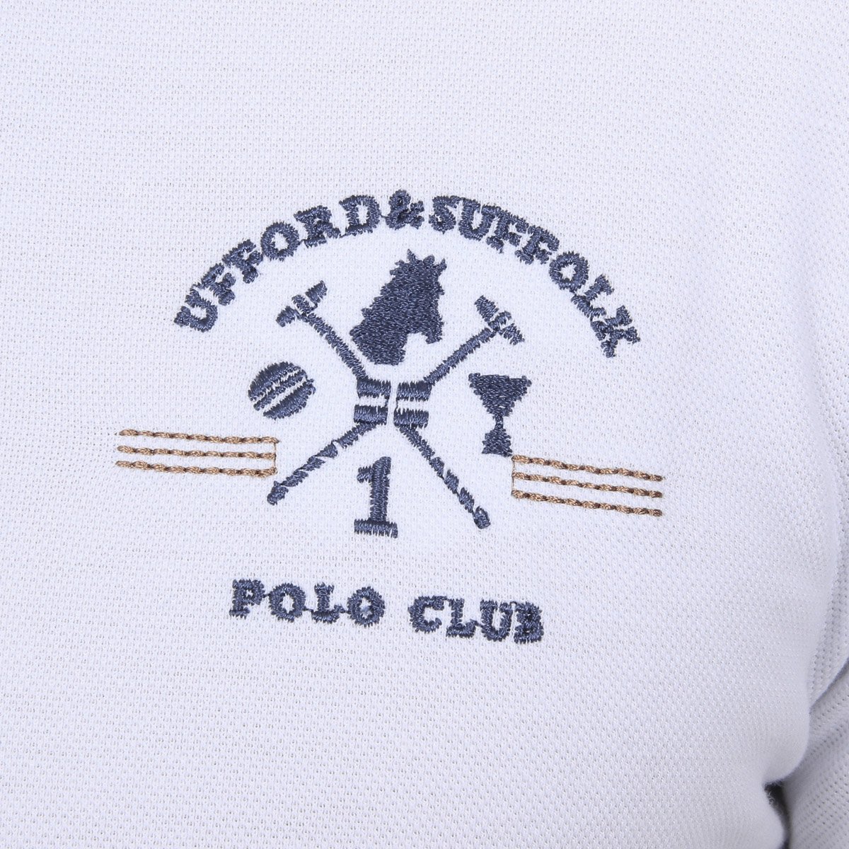 Polo Ufford & Suffolk Polo Club para hombre, manga corta, US025, blanco