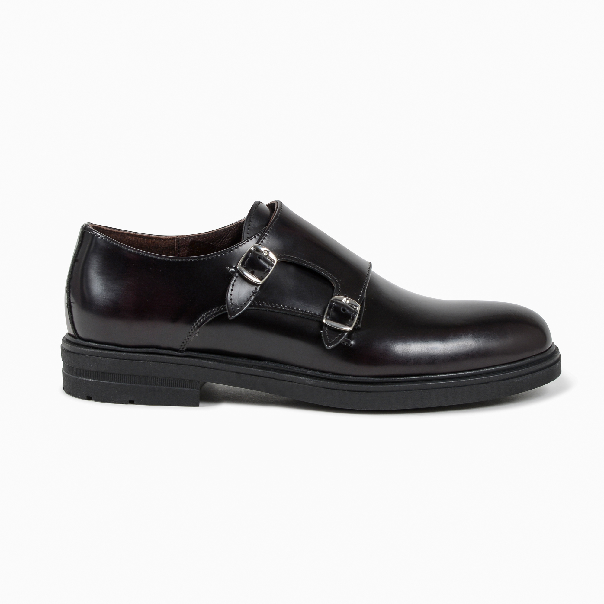 19V69 Italia - Zapato de doble hebilla para hombre, color burdeos, 1210 P ABRASIVATO BORDEAUX