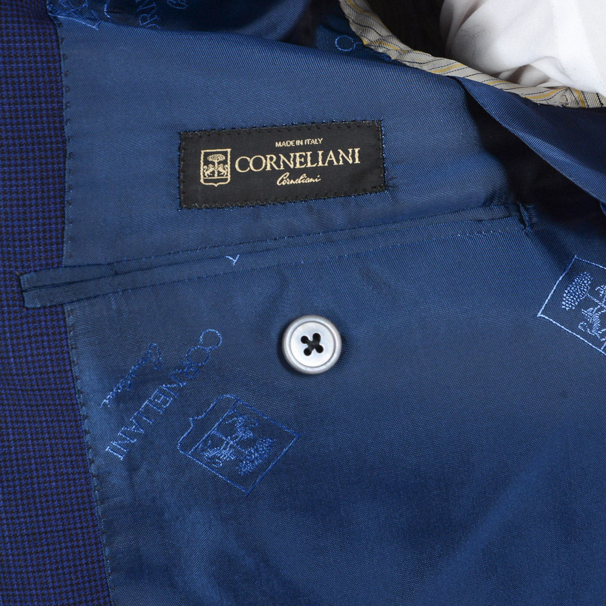 Corneliani Mens Suit Long Sleeves Blue Super 110's