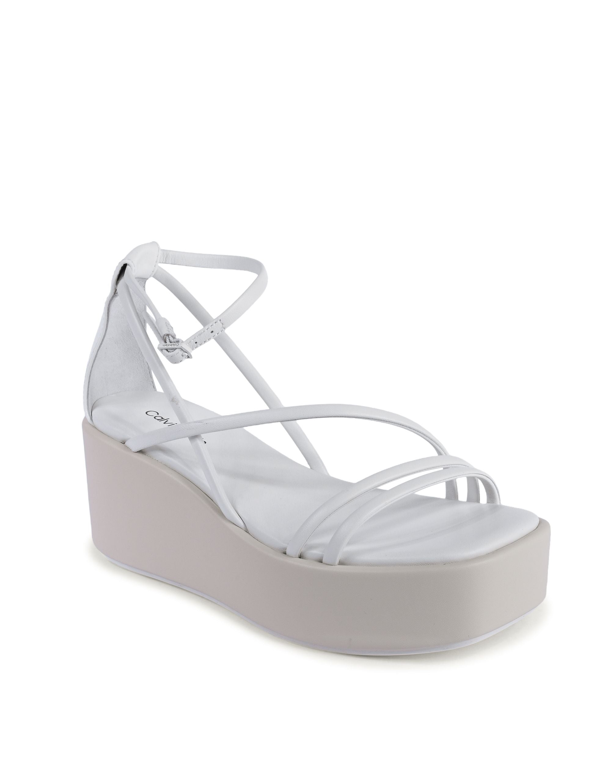Calvin Klein - Sandalias de cuña para mujer, color blanco, HW0HW019490K9