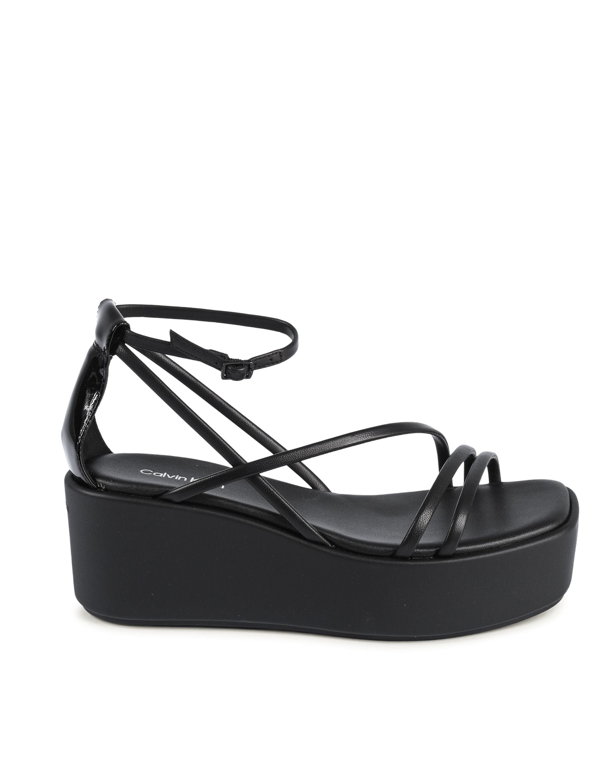 Calvin Klein - Sandalias de cuña para mujer, color negro, HW0HW01949BEH