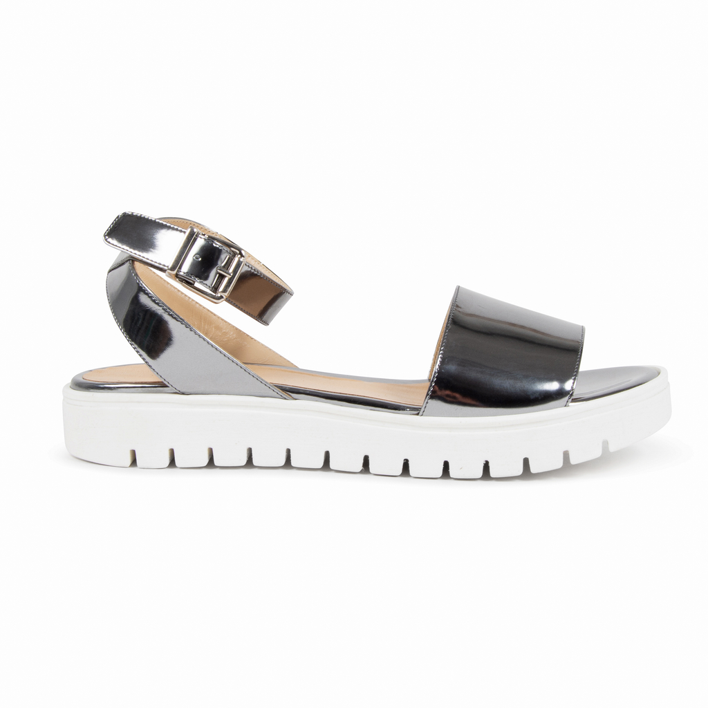 V1969 Italia Womens Platform Sandal Silver E3128 SPECCHIO STOP MET ACCIAIO