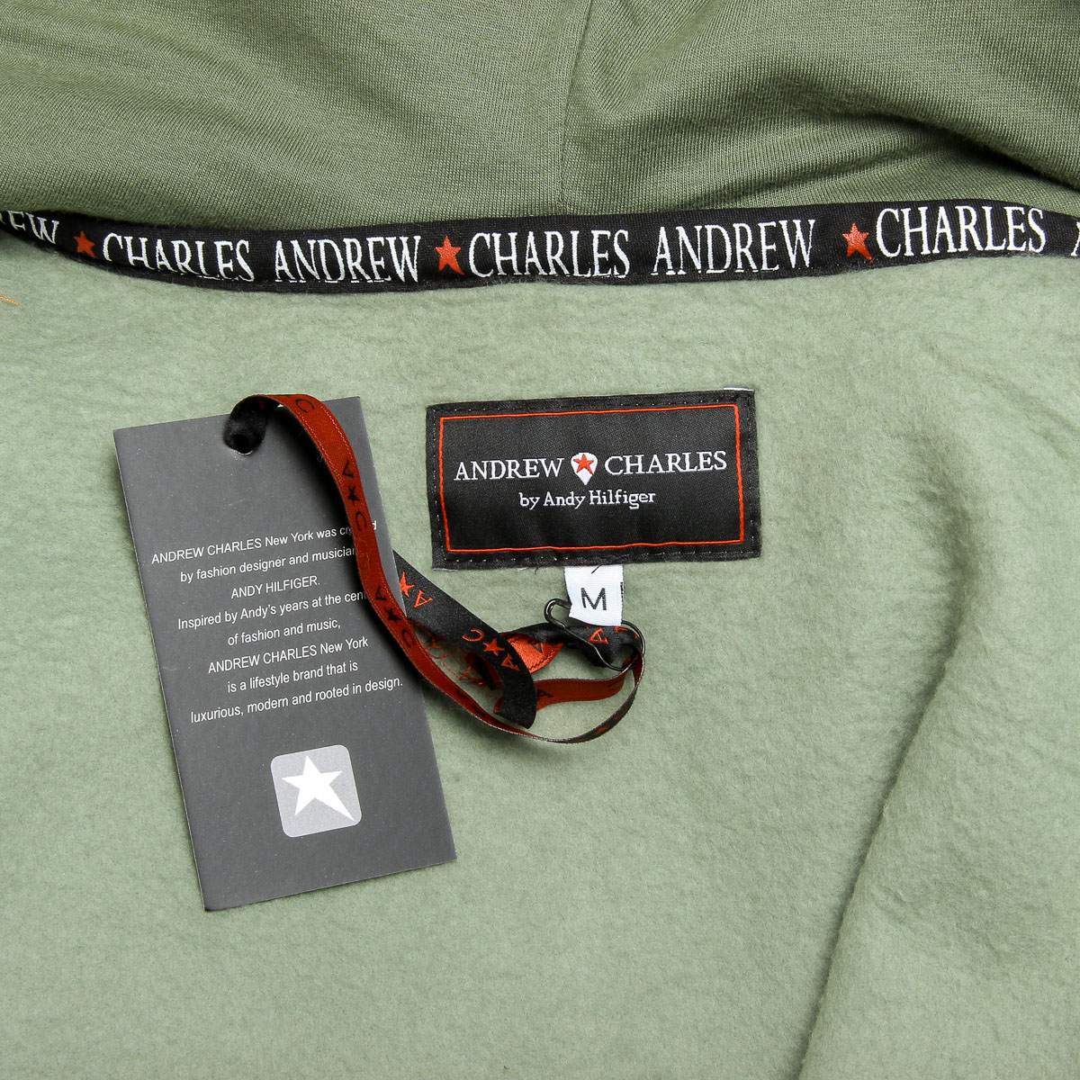 Sudadera con capucha Andrew Charles para hombre con cremallera, manga larga, cuello redondo, verde FELA