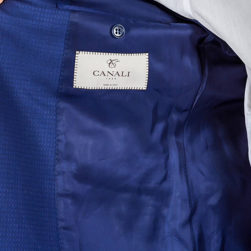Canali Mens Suit Long Sleeves Blue Travel Natural Comfort