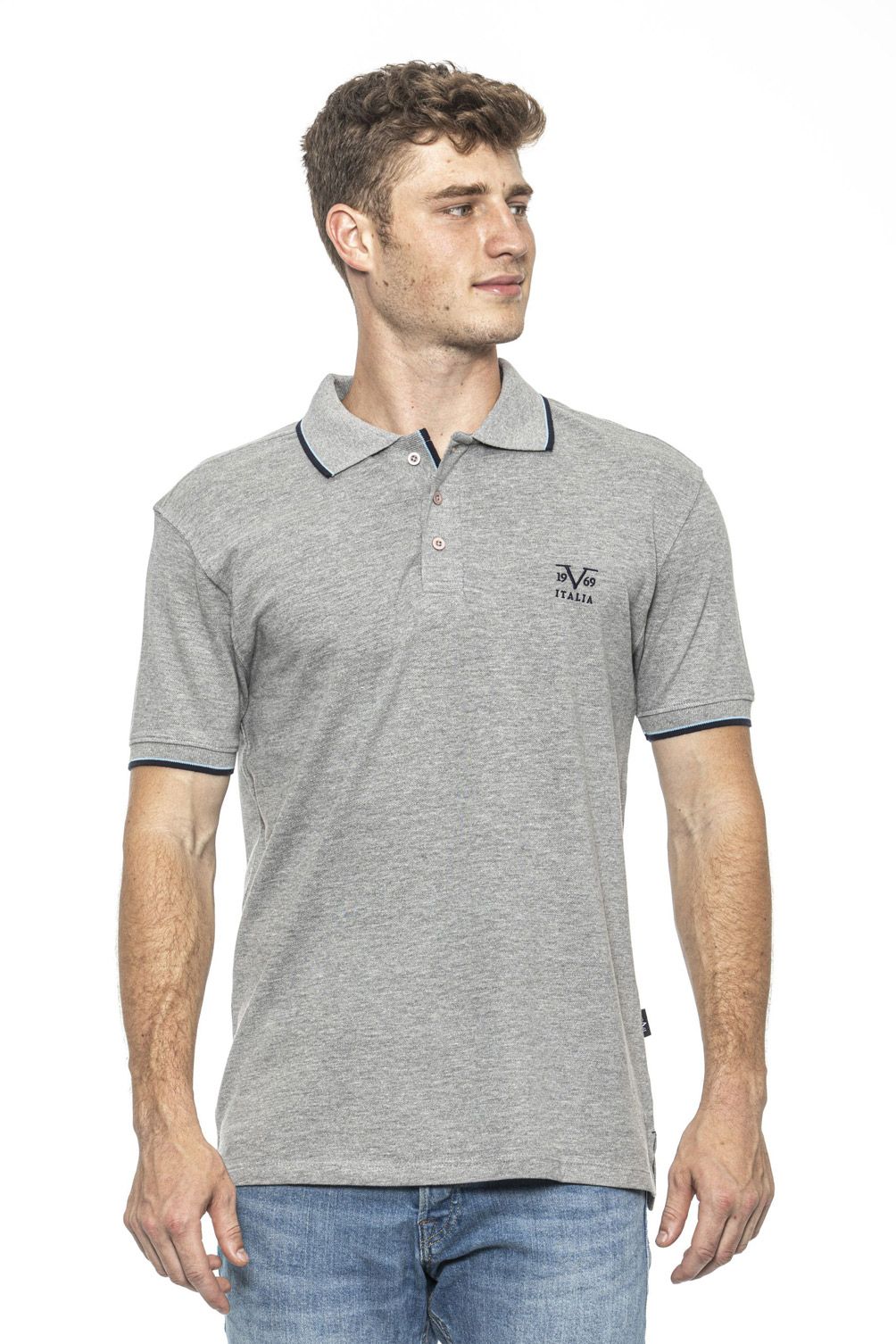 19V69 Italia Polo para hombre gris COSTINA GREY
