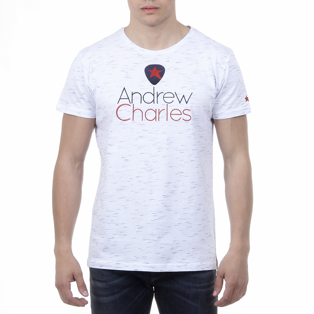 Andrew Charles Mens T-Shirt Short Sleeves Round Neck White JACK