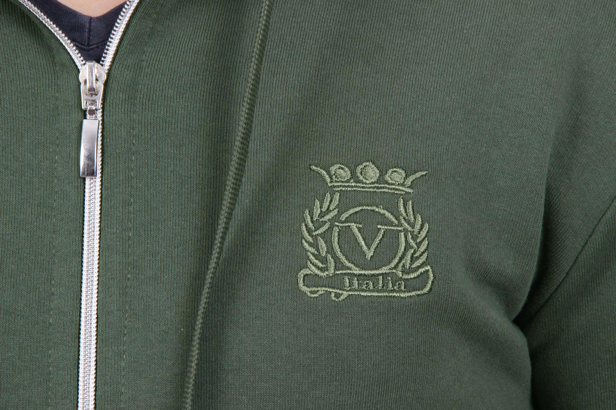 Sudadera con capucha y cremallera V 1969 Italia para hombre, ART. 4468, VERDE MILITAR
