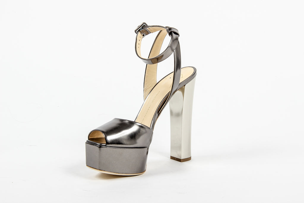 Giuseppe Zanotti Sandalia con tira al tobillo para mujer E60118 LAVINIA 100 PL MT SHOOTING ANTRACITE