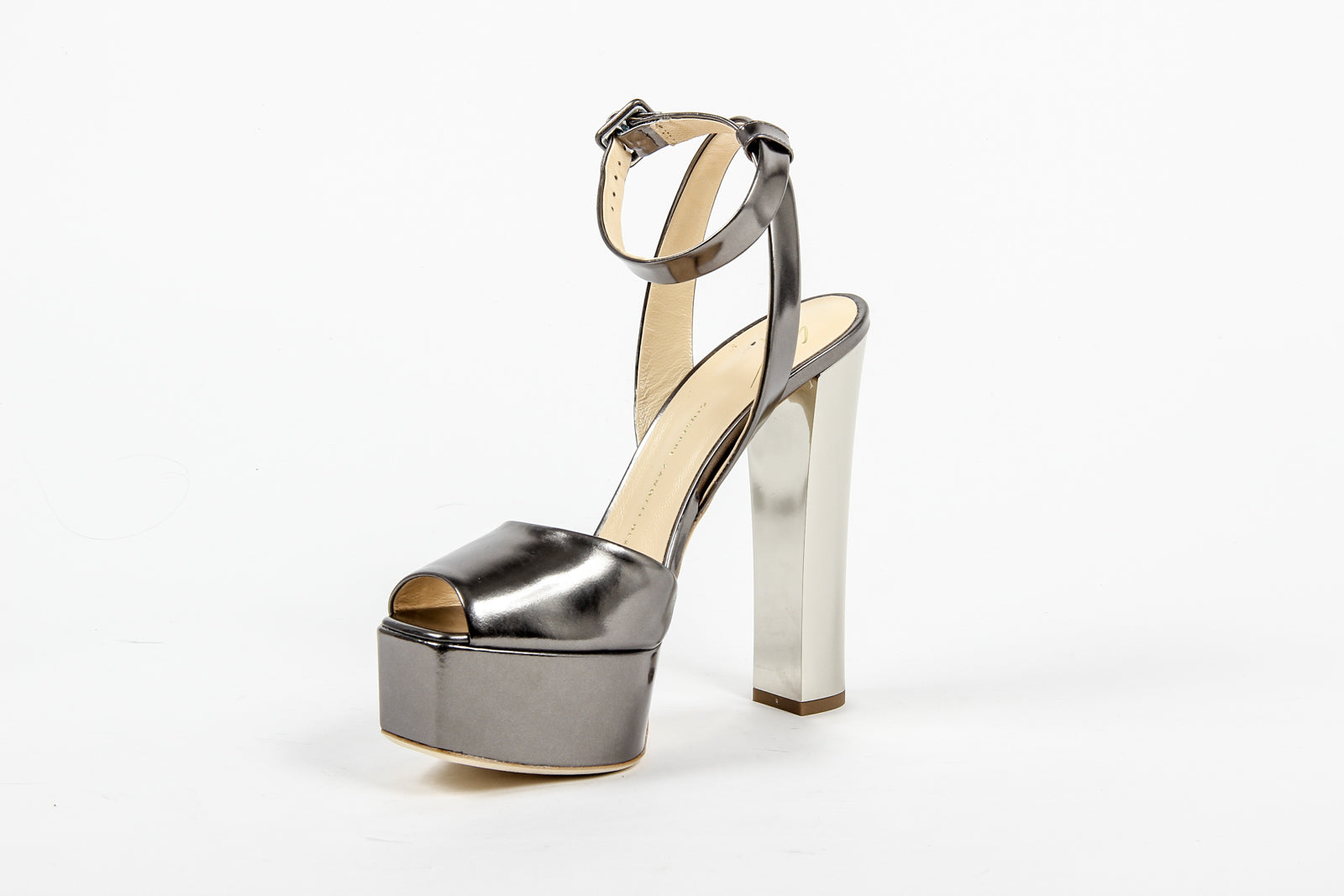 Giuseppe Zanotti Sandalia con tira al tobillo para mujer E60118 LAVINIA 100 PL MT SHOOTING ANTRACITE