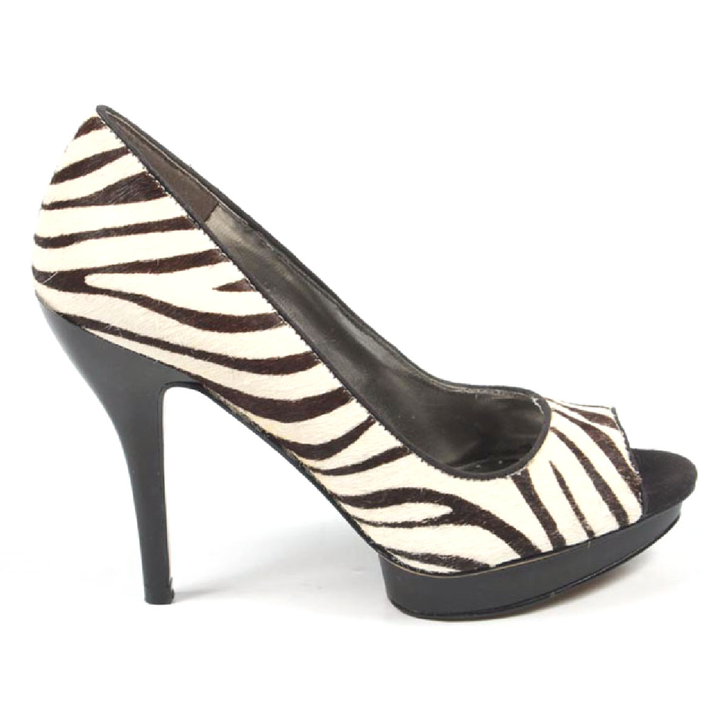 Zapatos de salón Nine West para mujer con punta abierta NWSTANZER BLKWHT BLK