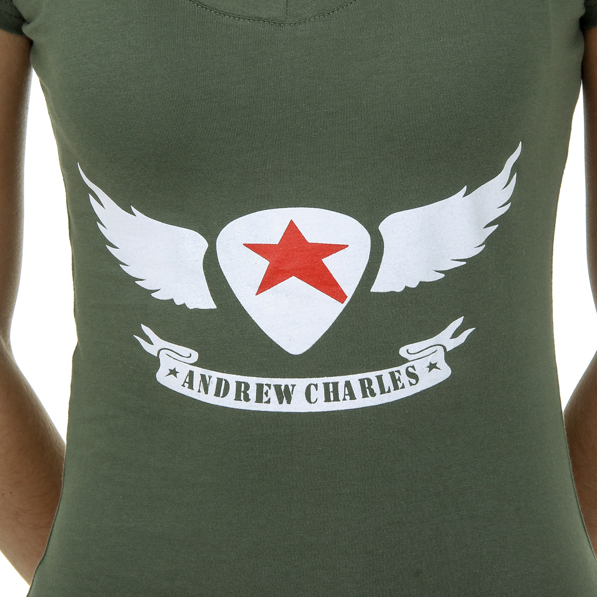 Camiseta Andrew Charles para mujer, manga corta, cuello en V, verde TAPIWA