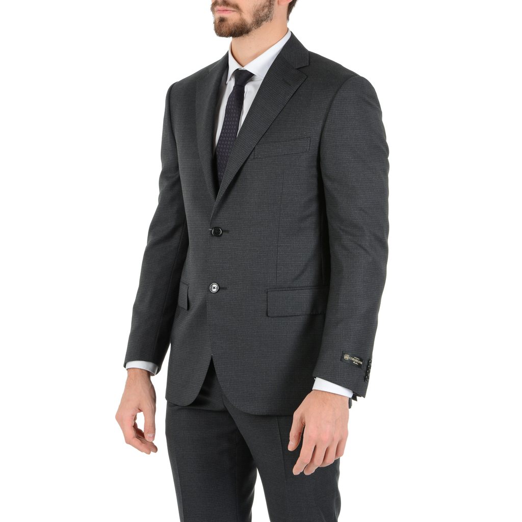 Corneliani Mens Suit Long Sleeves Dark Grey Super 130's