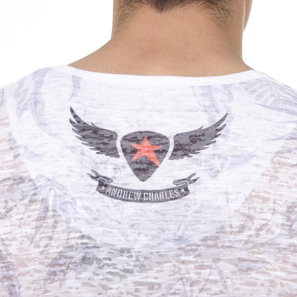 Andrew Charles Mens T-Shirt Short Sleeves V-Neck White ISAAC