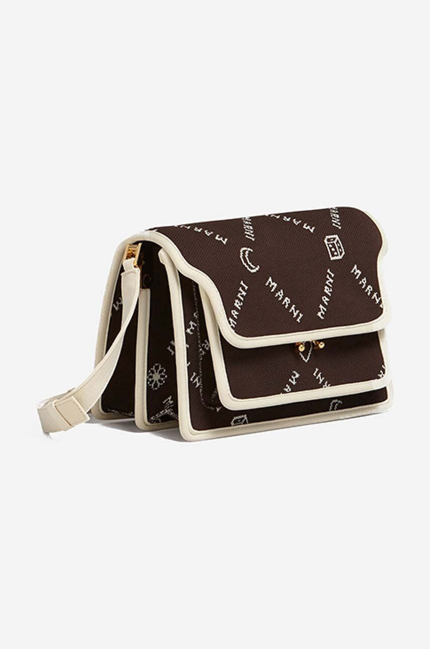 Bolso de hombro de tela Monogram de Marni en marrón
