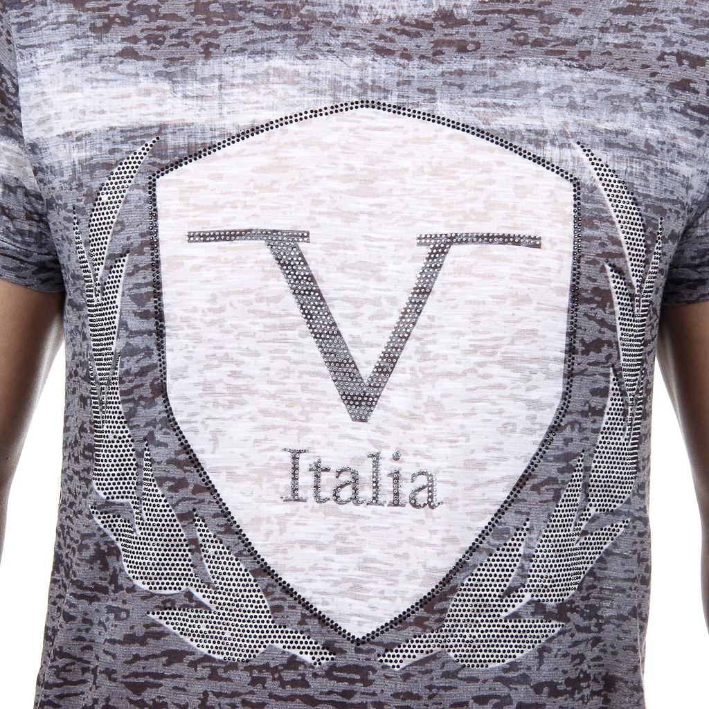 V 1969 Italia Mens T-shirt Short Sleeves Round Neck Black LOGAN