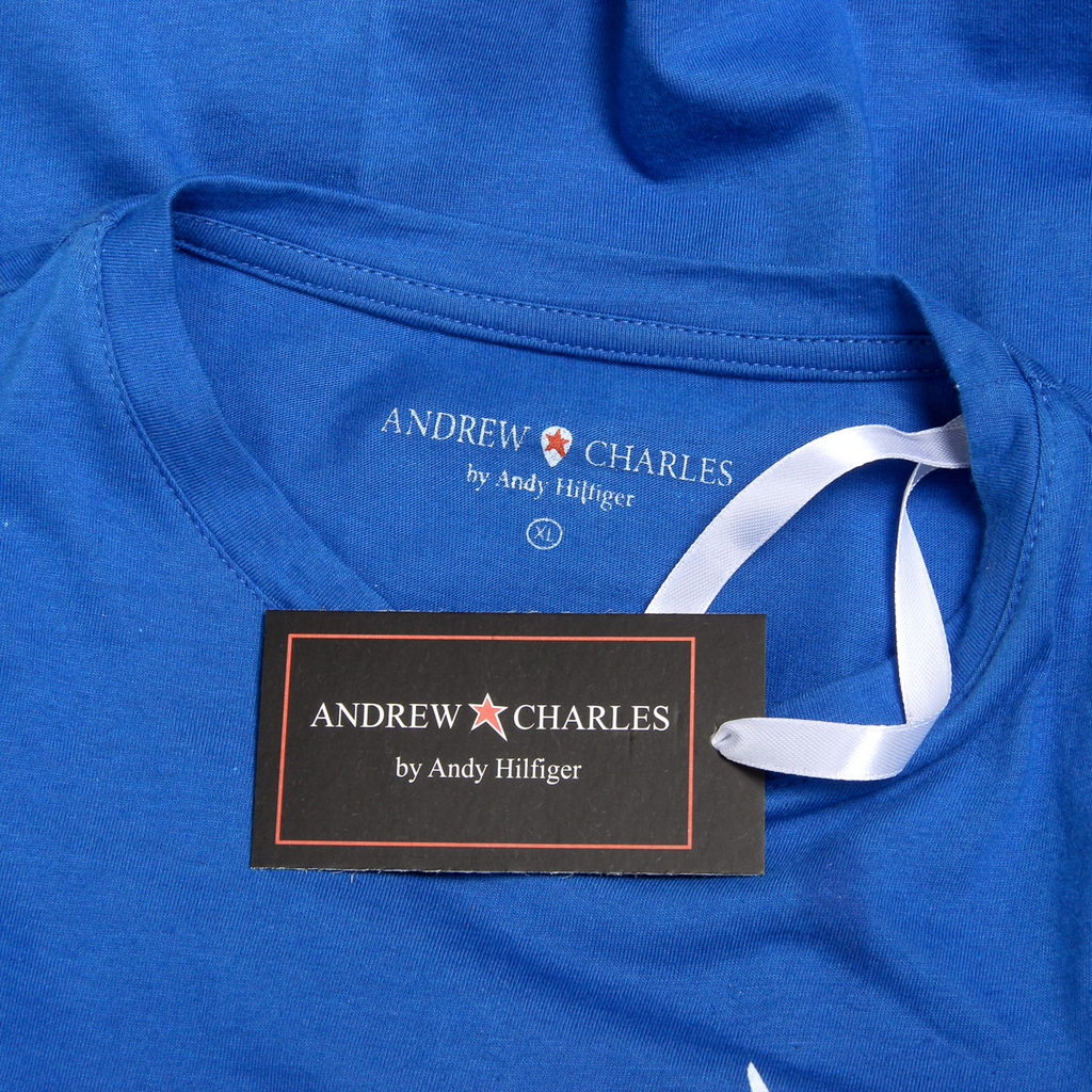 Camiseta Andrew Charles para hombre, manga corta, cuello redondo, azul, KEITA