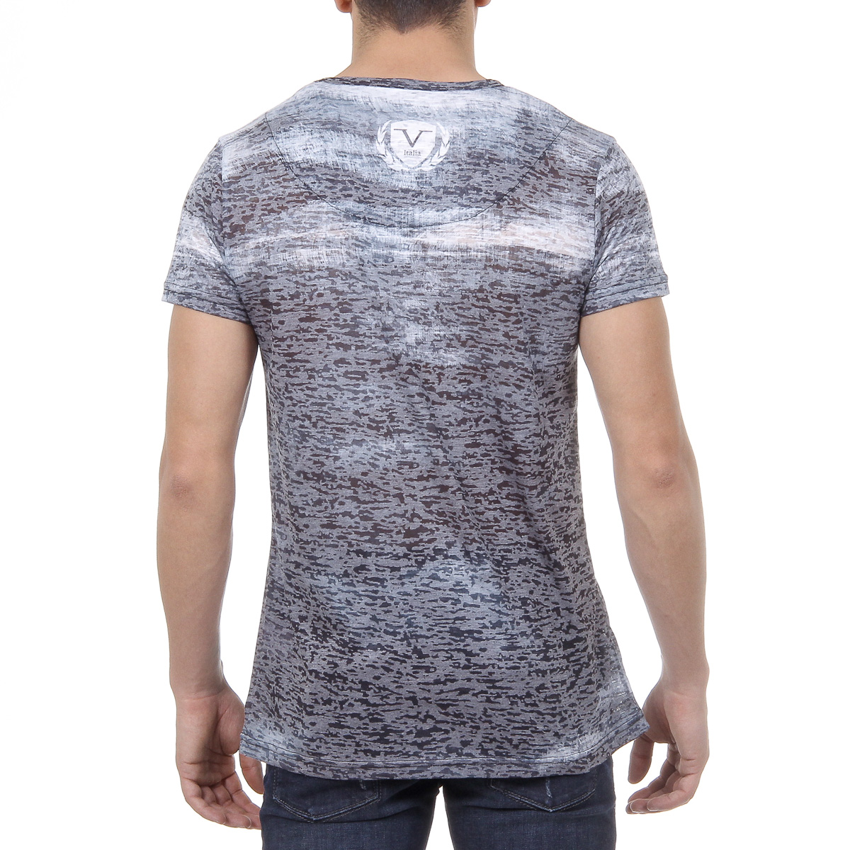 V 1969 Italia Mens T-shirt Short Sleeves Round Neck Black LOGAN