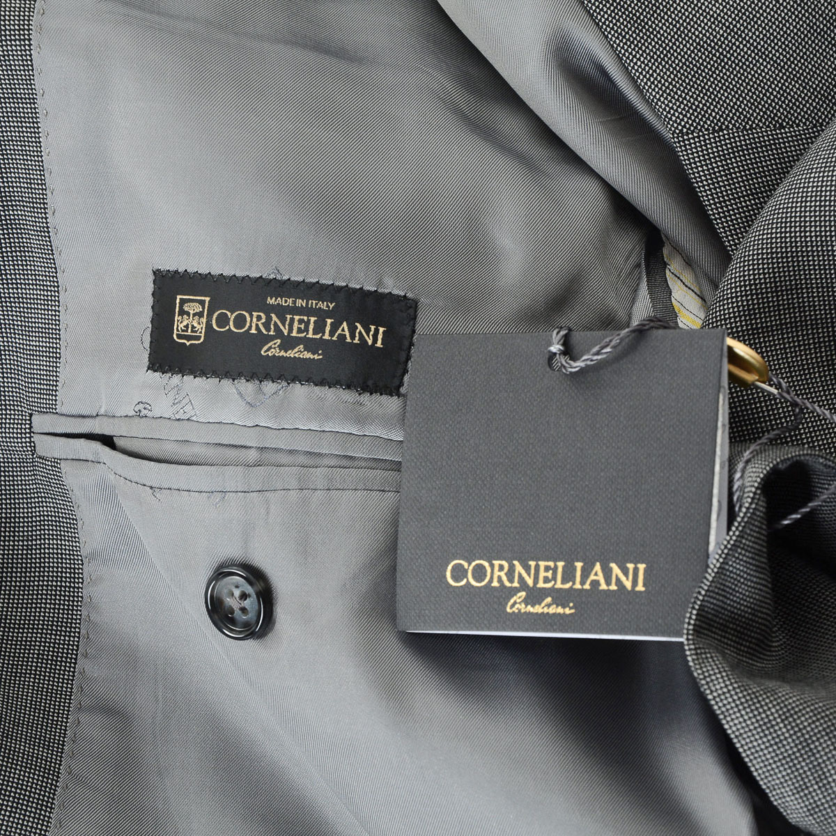 Corneliani Mens Suit Long Sleeves Grey Super 110's