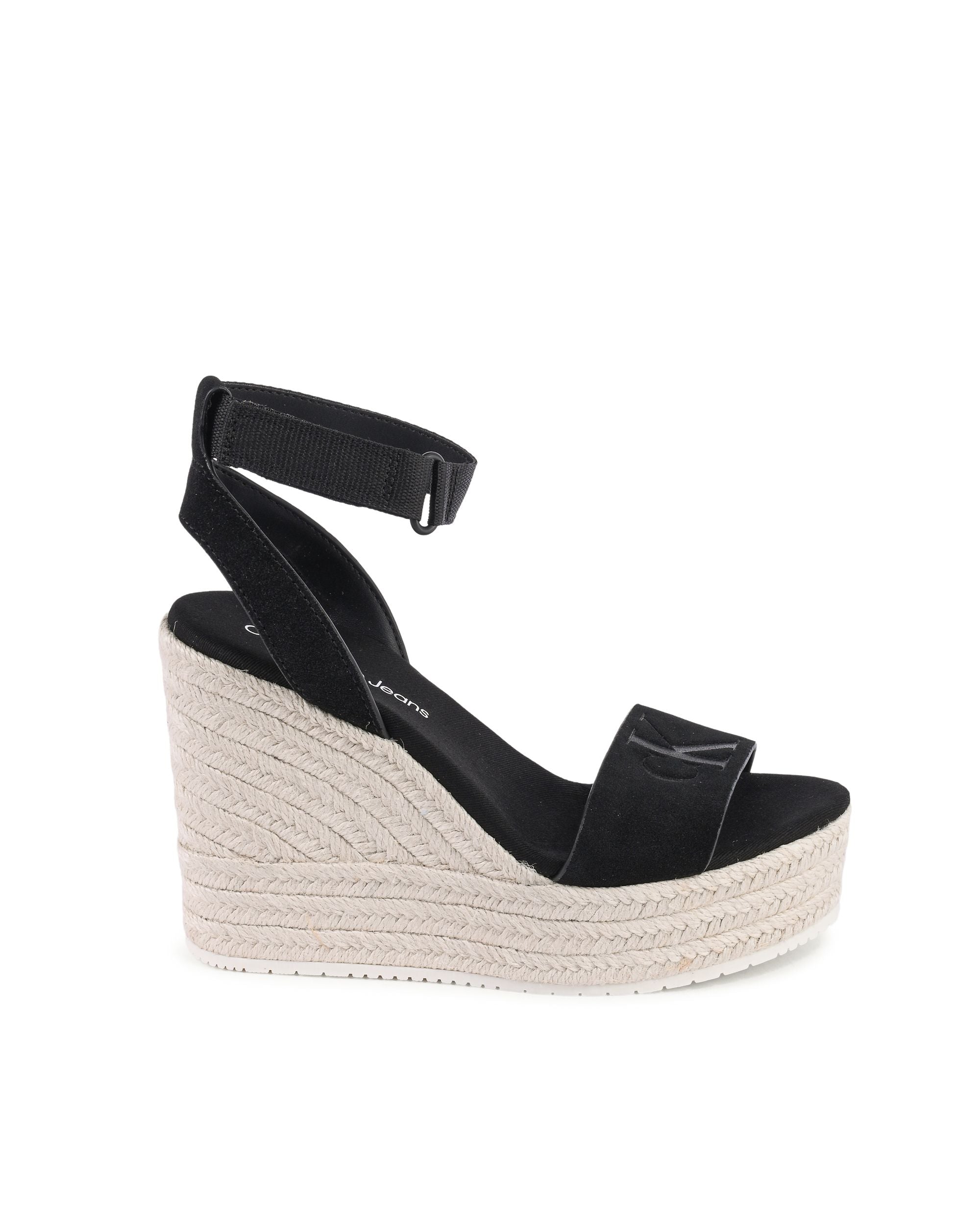Calvin Klein - Sandalias de cuña para mujer, color negro, YW0YW01026BEH