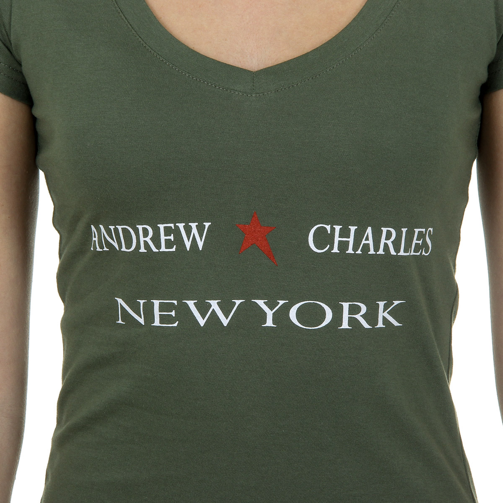 Camiseta Andrew Charles para mujer, manga corta, cuello en V, verde TAPIWA
