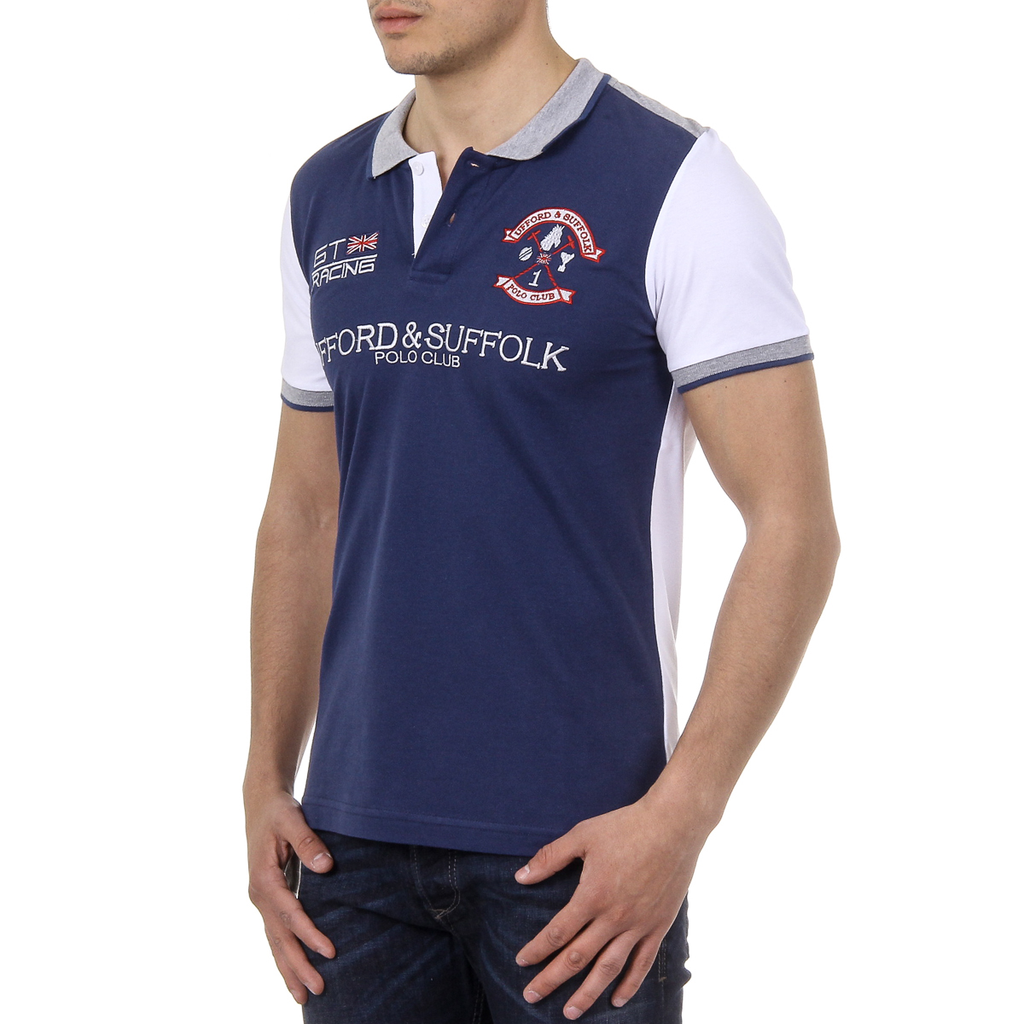 Polo de manga corta para hombre del Ufford & Suffolk Polo Club US001 INDIGO