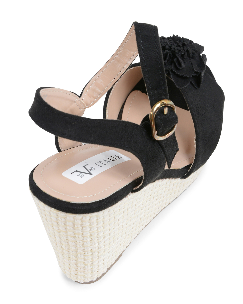 19V69 Italia Sandalia de cuña para mujer Negra V170 NEGRO