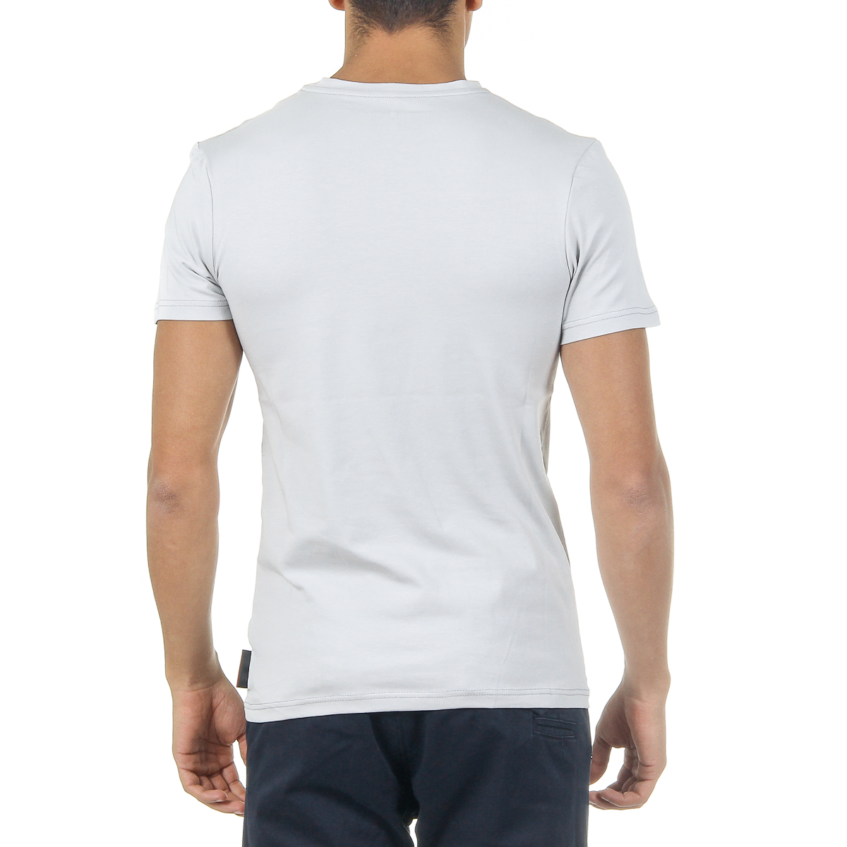 Camiseta Andrew Charles para hombre, manga corta, cuello redondo, gris claro, KEITA