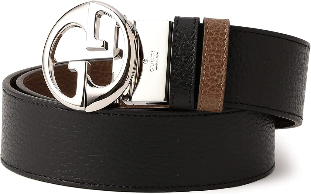 Cinturón reversible de cuero para hombre Gucci, color negro y marrón claro