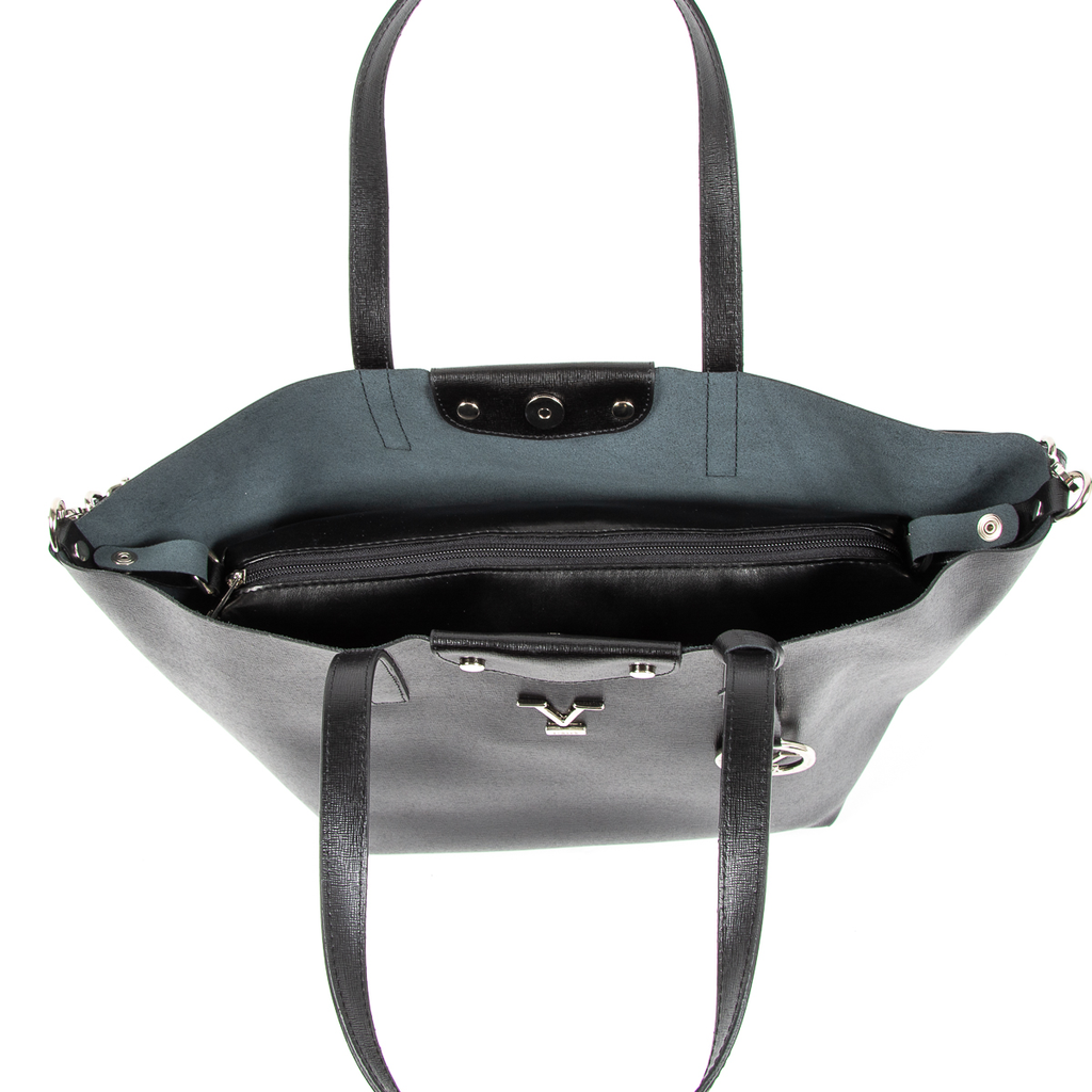 Bolso de mano para mujer V 1969 Italia en JERSEY negro