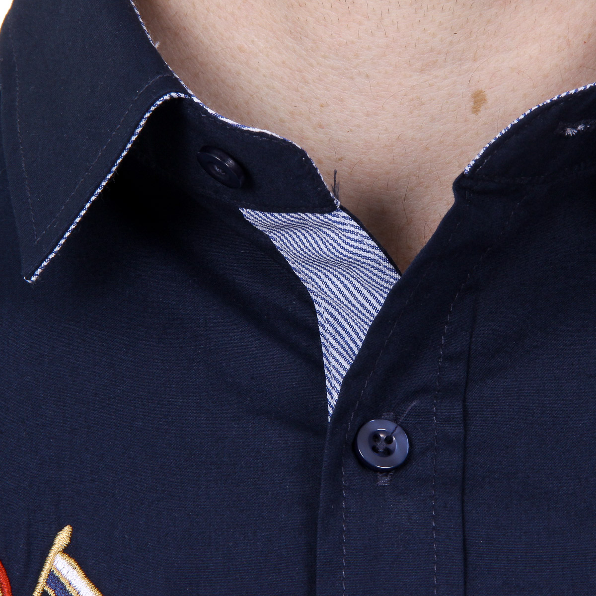 Camisa de manga larga para hombre del Ufford & Suffolk Polo Club US010 AZUL MARINO