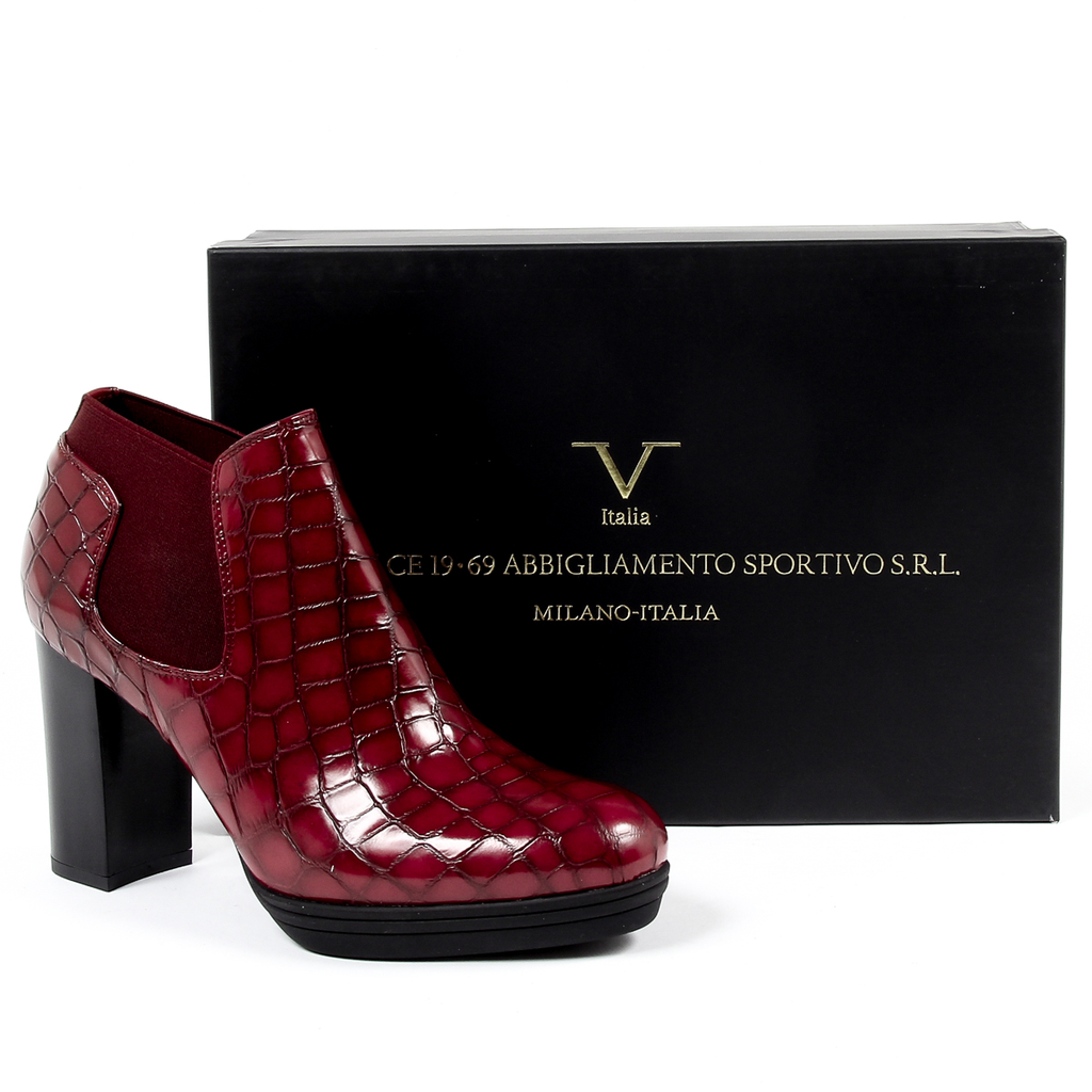 V 1969 Italia Botín de tacón para mujer Burdeos GRACY
