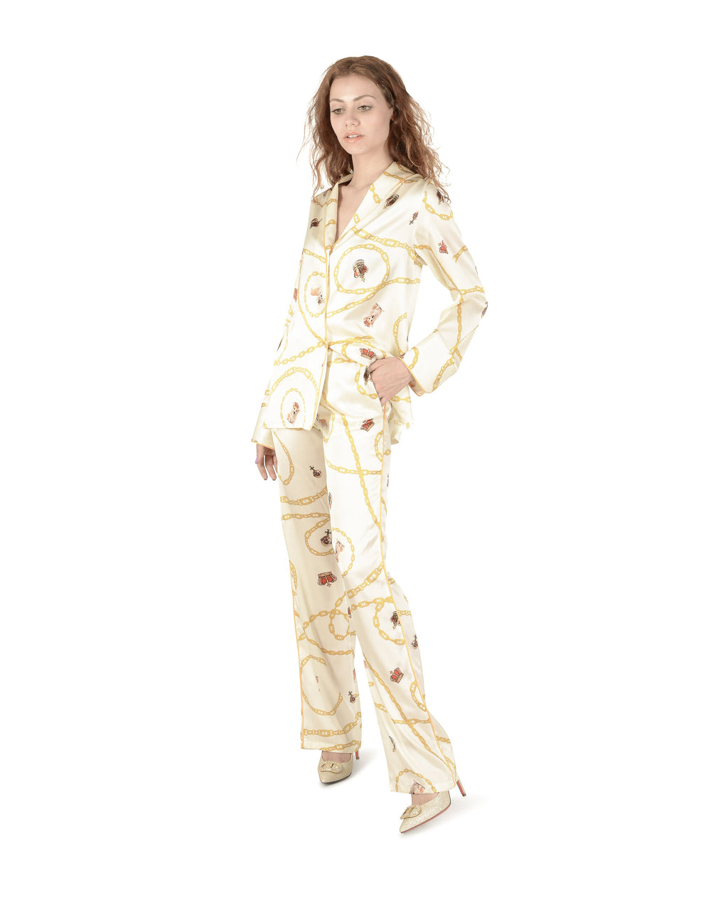 Pijama de seda Queen's Jubilee - Crema
