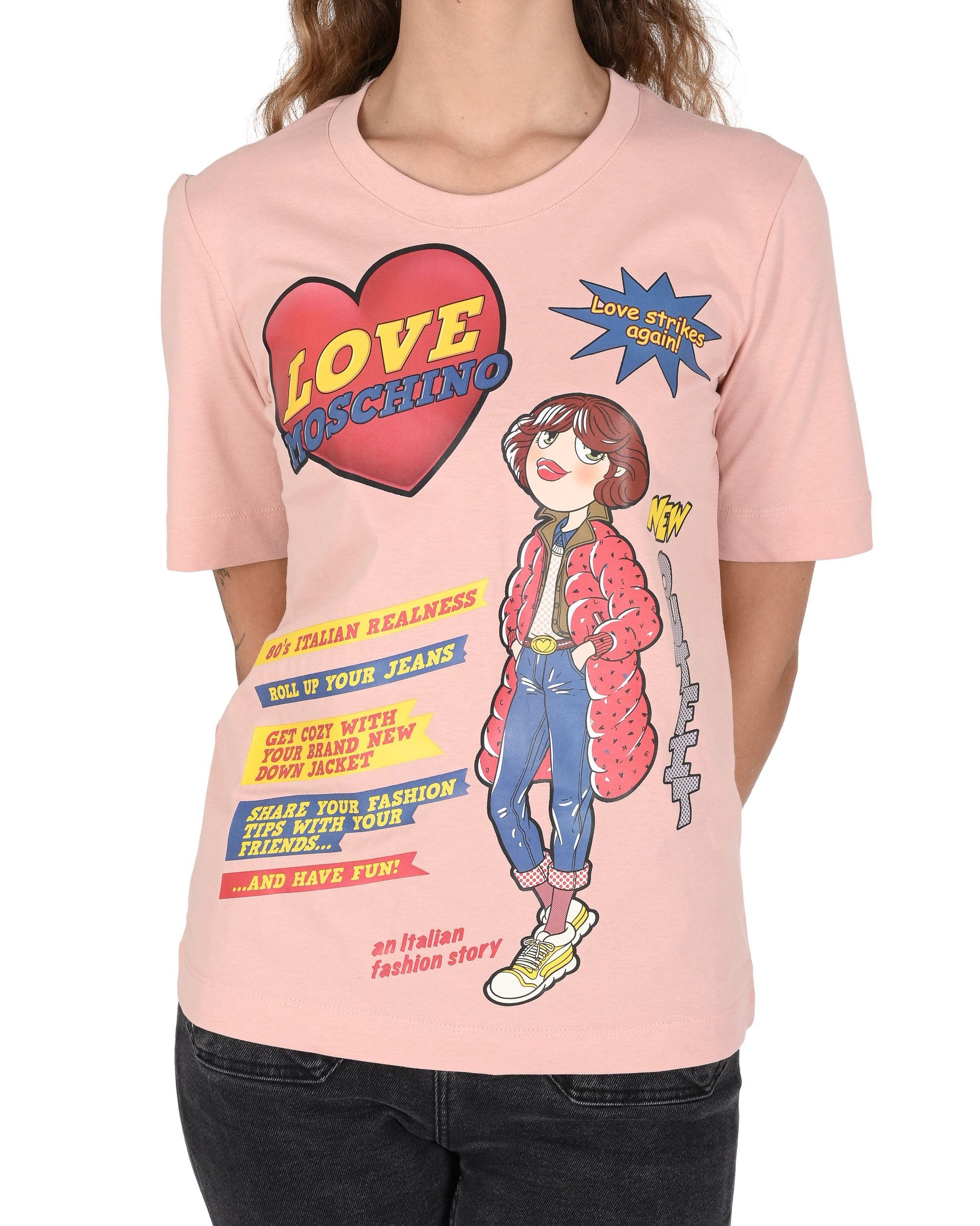 Camiseta de mujer Love Moschino W 4 F15 3D M 3876 M12 ROSA POLVO