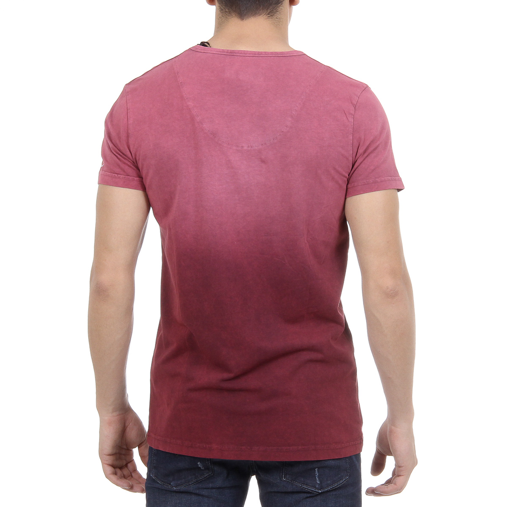 Andrew Charles Mens T-Shirt Short Sleeves V-Neck Bordeaux ELI