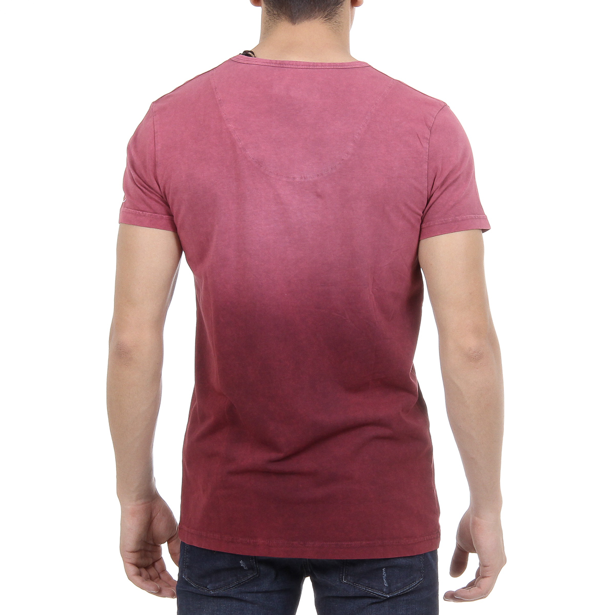 Andrew Charles Mens T-Shirt Short Sleeves V-Neck Bordeaux ELI