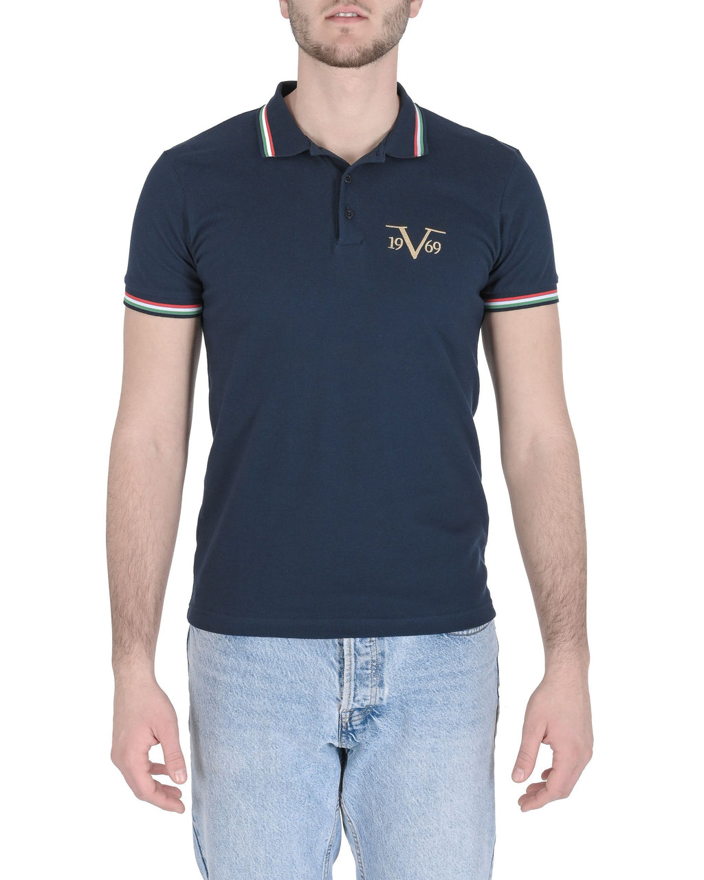 19V69 Italia Polo para hombre OLAF AZUL OSCURO